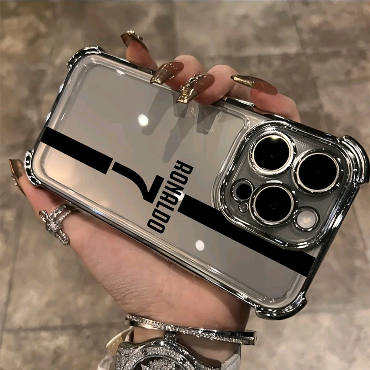Funda de teléfono CR7 compatible con iphone 16, 15, 14, 13, 12, 1 Pro Max, X, XR, XS Max, 8, 7 Plus, con A◦ un trasfondo suave transparente para protección contra caídas