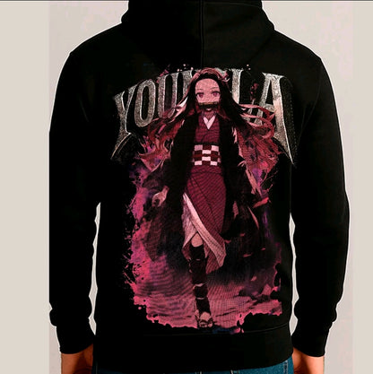 SUDADERA con Estampado de YOUNGLA CAZADOR DE DEMONIOS - Estilo casual- sudadera negra-para Caballero