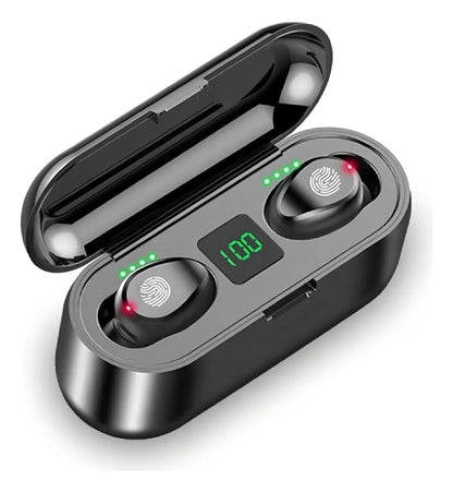 Auriculares in-ear inalámbricos F9 rosa con luz LED