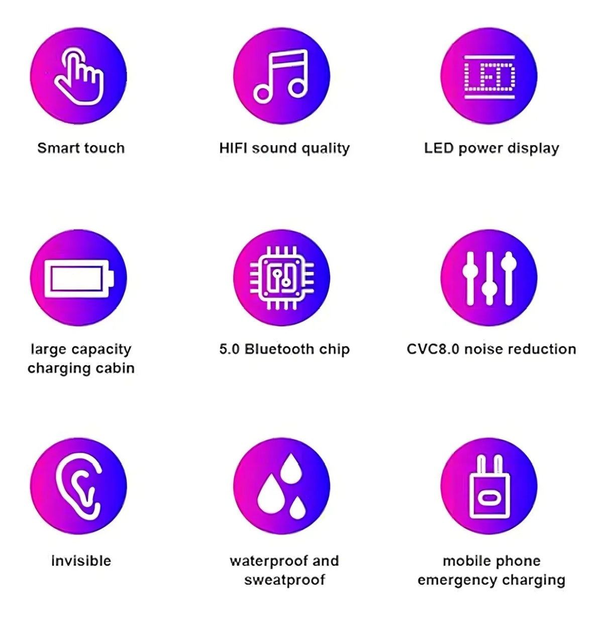 Auriculares in-ear inalámbricos F9 rosa con luz LED