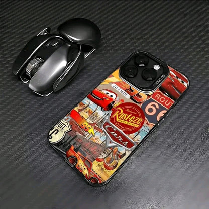 Funda de Teléfono Lightning McQueen para iphone 16 Pro Max/15 Pro/14 PLUS/13 Pro/12 Pro/12/1/1 Pro Max - Material, lmpresión de Graffiti, Carcasa Dura Plateada, Cubierta Protectora Antirrayas v a Prueba de Golpes, Funda Protectora Ultrafina