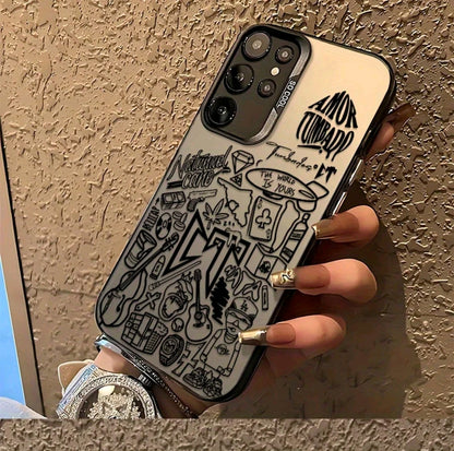 Funda para teléfono con graffiti de letra CT, compatible con Samsung Galaxy S25 S24 ULTRA S23 PLUS $21 $20 FE ,Ultra Plus cubierta trasera mate anti-caída