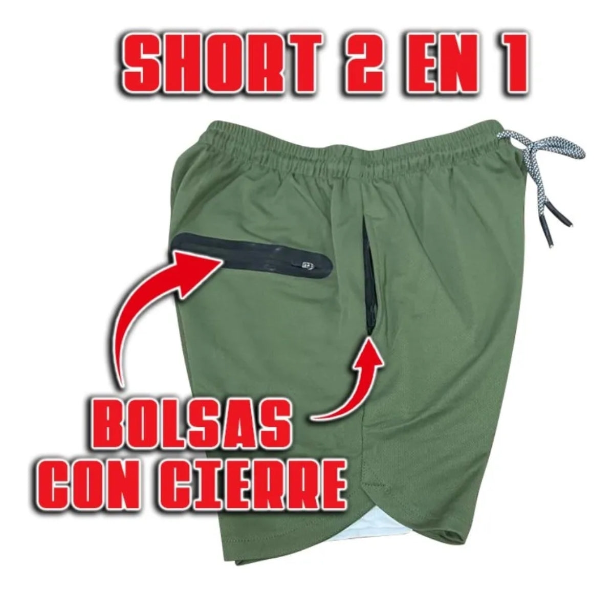 Short Gym Con Licra Deportiva 2 En 1 Bolsa Celular Moda 1615