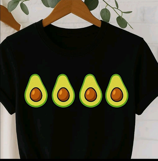 Camiseta De Cuello Redondo Con Estampado De aguacatito Camiseta De Manga Corta Casual Para Primavera Y Verano, Ropa De Mujer