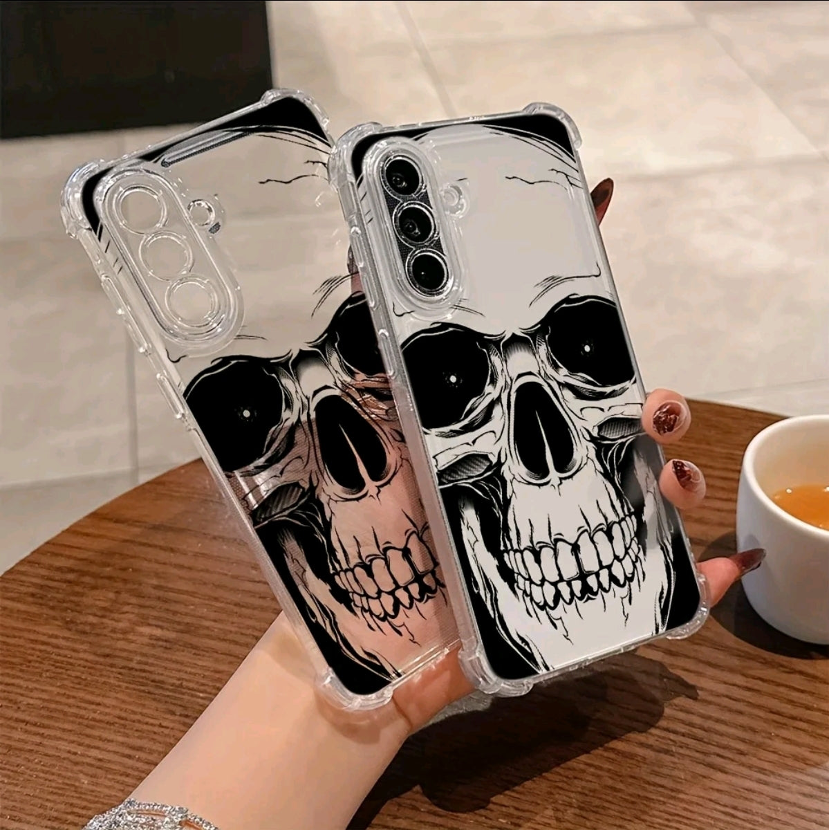 Fundas De Teléfono Con Calavera Negra Para Galaxy $24 S23 $22 FE ULTRA Y AS6 A26 A36 C A55 A35 A06 A16 A05 M14 A24 A34 A54 A15 A05S A25 A23 A33 A53 4G 5G, Cubierta Trasera Suave Antigolpes Transparente