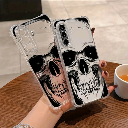 Fundas De Teléfono Con Calavera Negra Para Galaxy $24 S23 $22 FE ULTRA Y AS6 A26 A36 C A55 A35 A06 A16 A05 M14 A24 A34 A54 A15 A05S A25 A23 A33 A53 4G 5G, Cubierta Trasera Suave Antigolpes Transparente