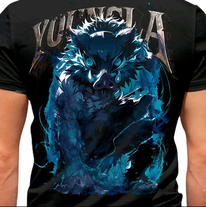Camiseta con estampado de YOUNGLA ANIMES CAZADOR DE DEMONIOS-camiseta negra-100% Algodón