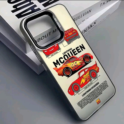 Funda de Teléfono con Logo de Cars Lightning McQueen 95 para iphone 16, 15, 14, 13, 12, 11 Pro Max, X, XR, XS Max, 8, 7 Plus - Cubierta Trasera Mate Antigolpes, Cubierta Trasera Suave Transparente Anticaídas, Funda de Lightning Mcqueen