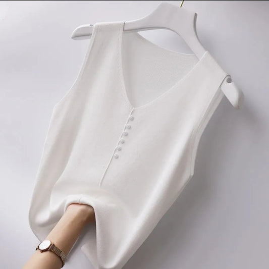 (🌍 PRODUCTO INTERNACIONAL) Chaleco Tejido Mujer Delgado Sin Mangas Elegante