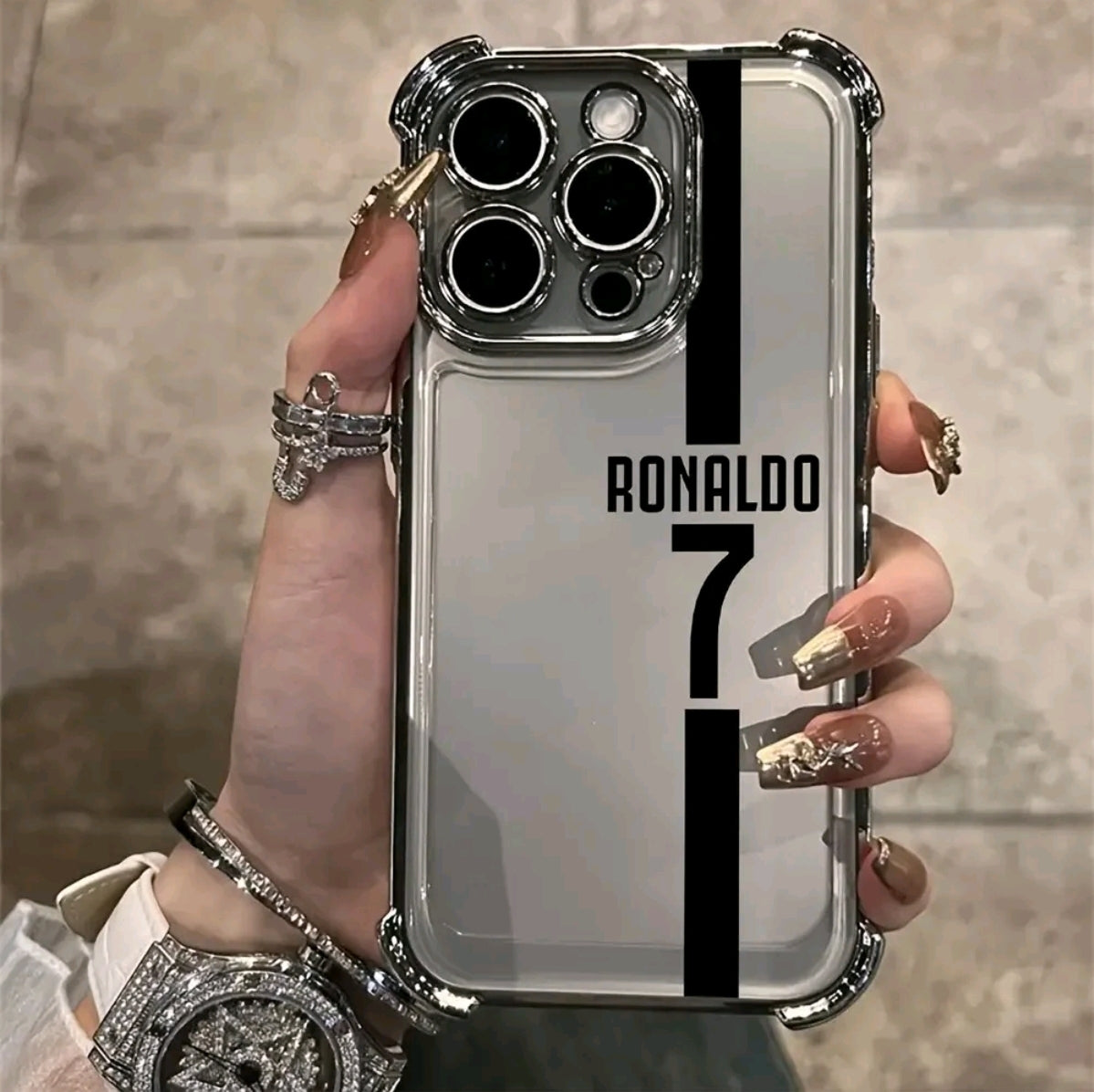 Funda de teléfono CR7 compatible con iphone 16, 15, 14, 13, 12, 1 Pro Max, X, XR, XS Max, 8, 7 Plus, con A◦ un trasfondo suave transparente para protección contra caídas