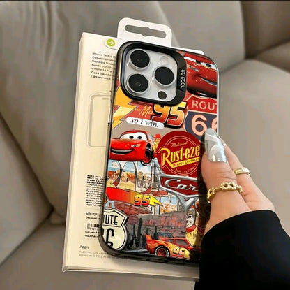Funda de Teléfono Lightning McQueen para iphone 16 Pro Max/15 Pro/14 PLUS/13 Pro/12 Pro/12/1/1 Pro Max - Material, lmpresión de Graffiti, Carcasa Dura Plateada, Cubierta Protectora Antirrayas v a Prueba de Golpes, Funda Protectora Ultrafina