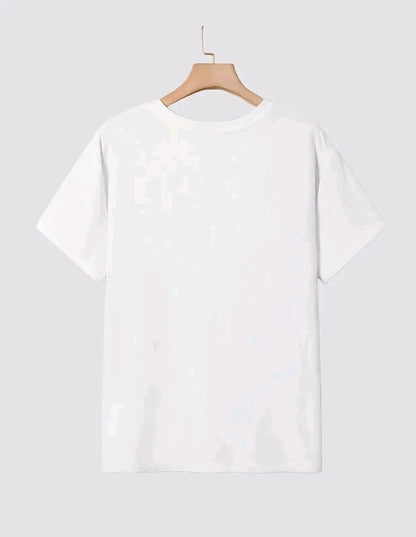 Camiseta estampada con diseño de corazon, manga corta cuello redondo, top casual para verano y primavera, ropa de mujer