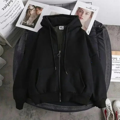 (🌍 PRODUCTO INTERNACIONAL) N Hoodie De Otoño/invierno Gruesa De Polar Con Cierre