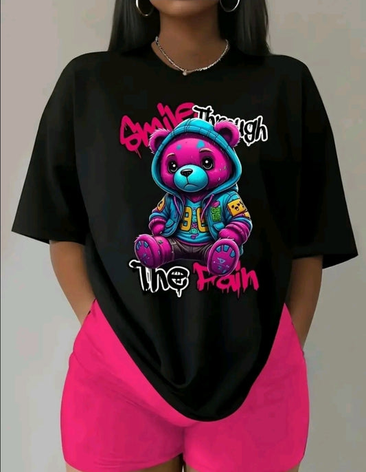 Camiseta De Cuello Redondo Con Estampado De the pain Camiseta De Manga Corta Casual Para Primavera Y Verano, Ropa De Mujer