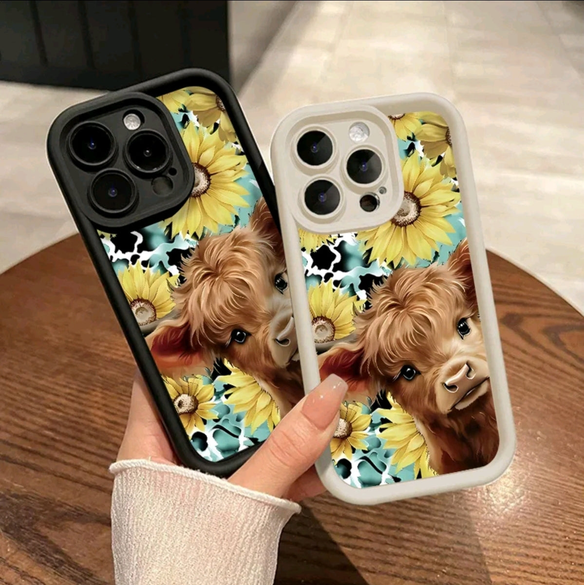 Funda de Teléfono TPU con Patrón de Vaca de las Tierras Altas para iphone 16 15 14 Pro Max 13 12 11 XR XS PluS, a Prueba de Golpes, Protección Completa de Cámara, Cubierta de silicona Delgada y Duradera Funda Protectora para Smartphone