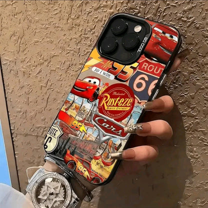 Funda de Teléfono Lightning McQueen para iphone 16 Pro Max/15 Pro/14 PLUS/13 Pro/12 Pro/12/1/1 Pro Max - Material, lmpresión de Graffiti, Carcasa Dura Plateada, Cubierta Protectora Antirrayas v a Prueba de Golpes, Funda Protectora Ultrafina