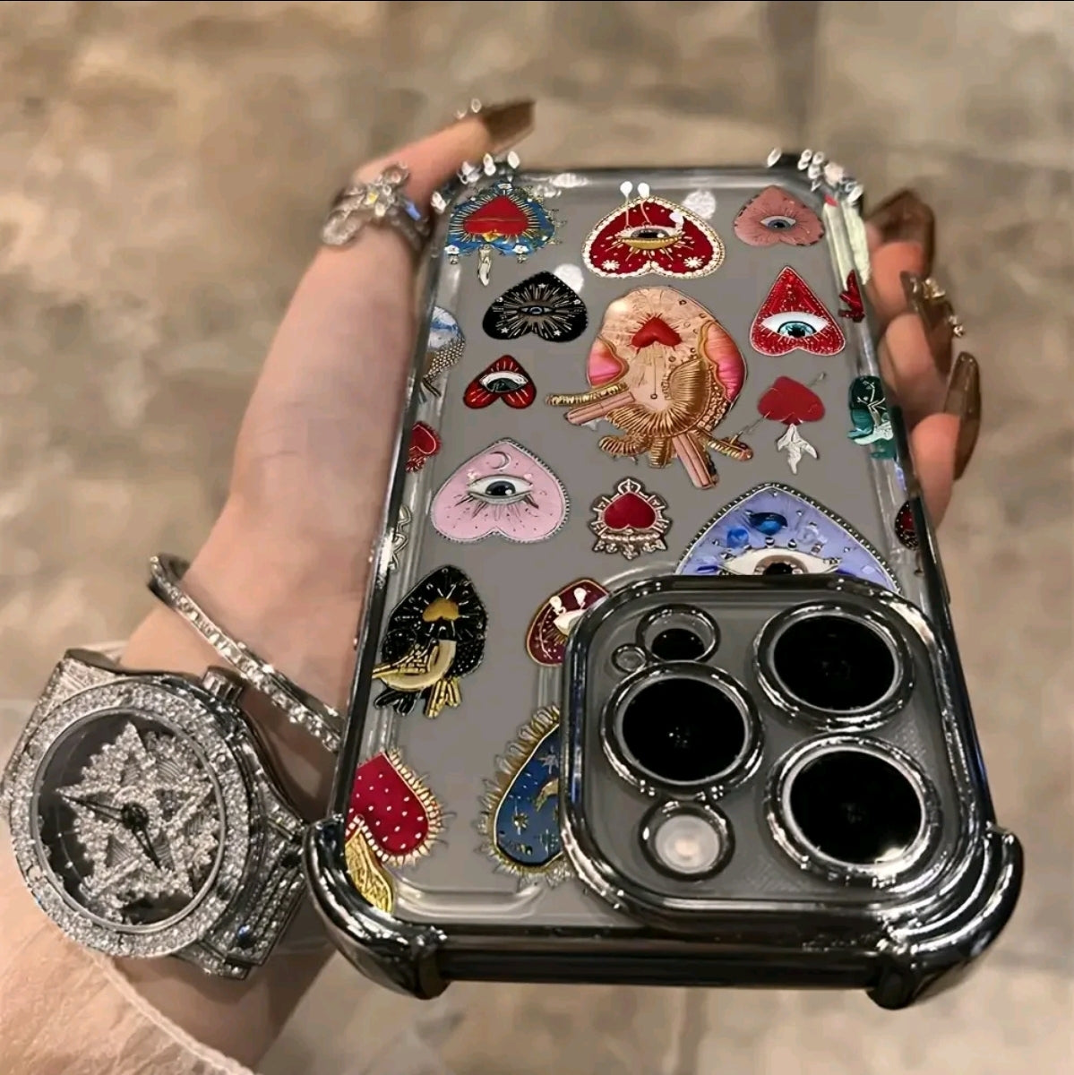 Fundas para Teléfono con Patión de Ojo Turco Completo Pantala, Adecuadas para iphone 16 E 15 14 PLUS 13 PRO MAX 12 PRO 11 Pro Max , Cubierta Trasera Suave y Transparente Antigolpes