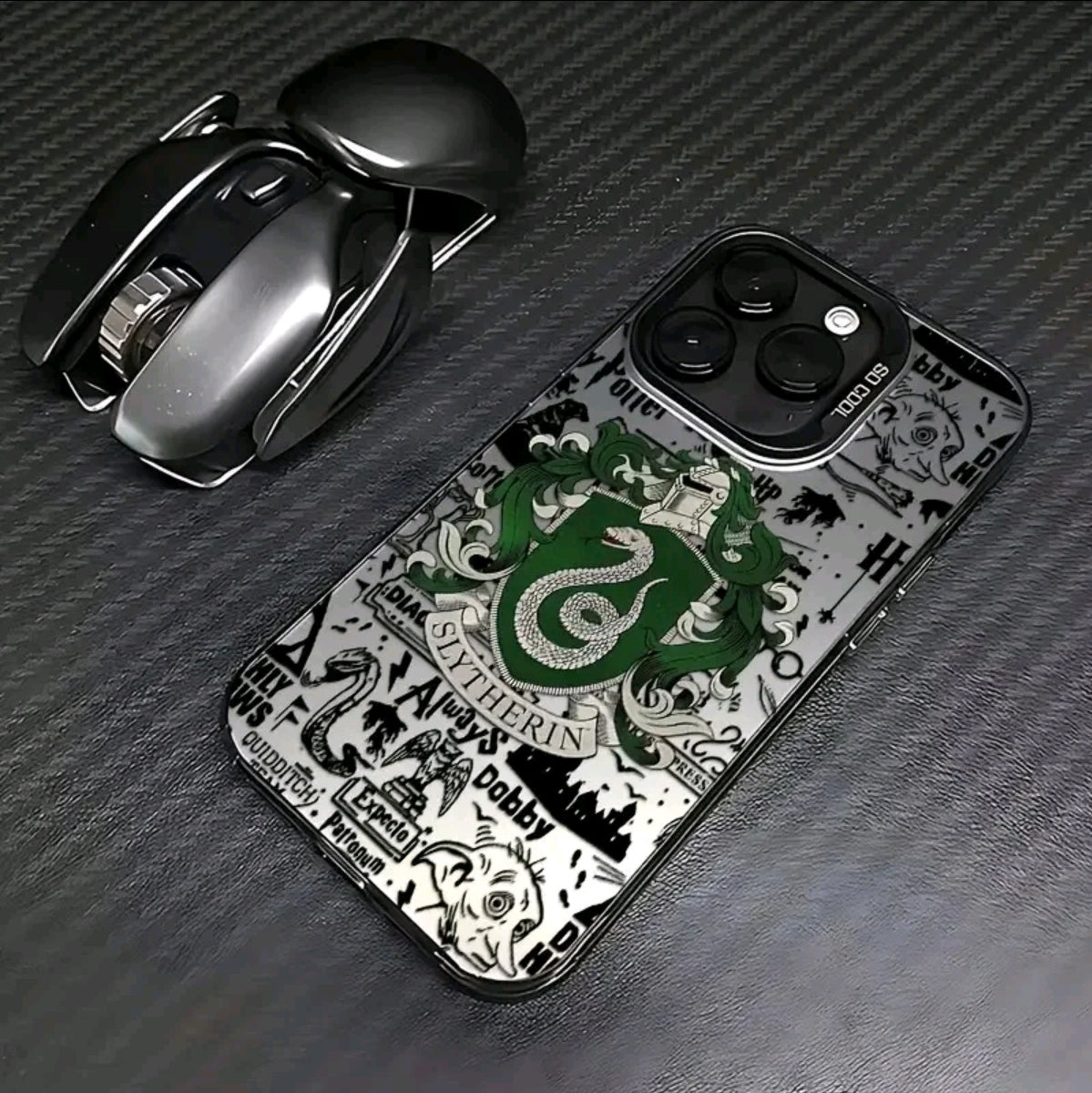 Estuche de teléfono Harry Potter slytherin con simbolo mágico compatible con for iphone 16, 15, 14, 13 11 Pro Max, X, XR, XS Max, 8, 7 Plus, con acabado mate resistente los golpes.