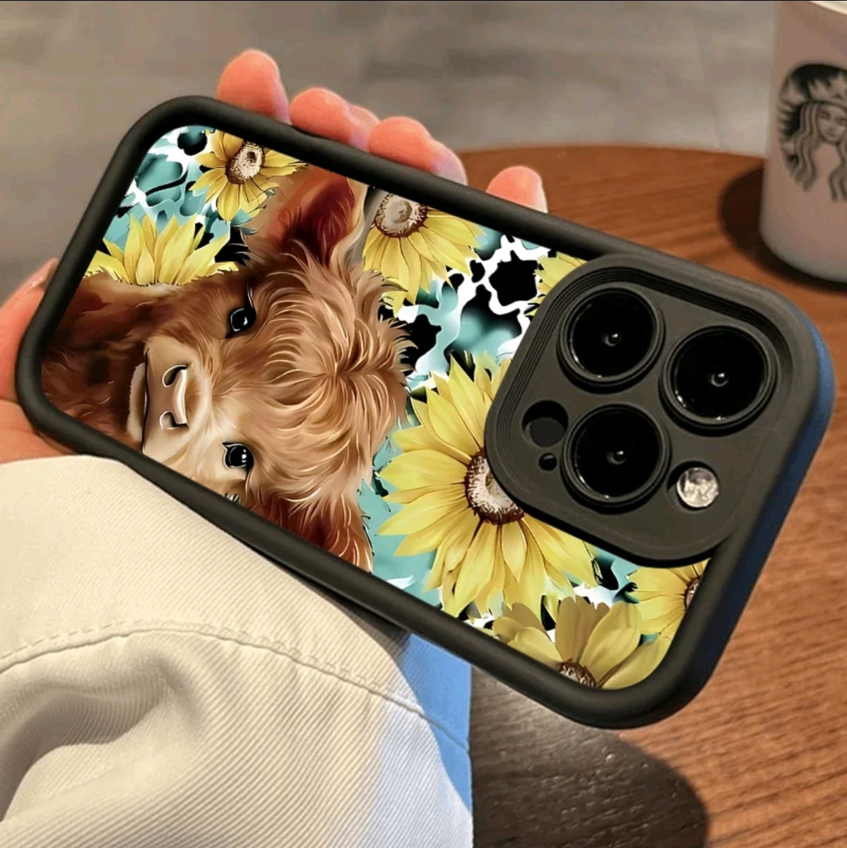Funda de Teléfono TPU con Patrón de Vaca de las Tierras Altas para iphone 16 15 14 Pro Max 13 12 11 XR XS PluS, a Prueba de Golpes, Protección Completa de Cámara, Cubierta de silicona Delgada y Duradera Funda Protectora para Smartphone