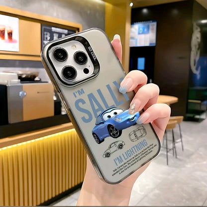 Lightning McQueen Caso De Teléfono De Coche Deportivo Elegante Y Fresco Estuche Para IPhone 16, 15, 14, 12, 1 Pro Max, + XR, XS Max Carcasa AnticaiDa Matel De Nuevo Diseño