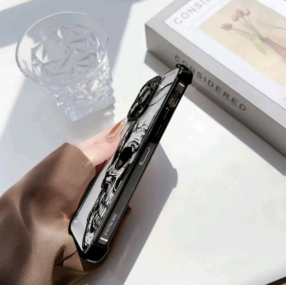 Funda de Calavera Negra Adecuada para iphone 16 15 14 13 12 11 Pro Max X XR XSMAX 8 7 PlUs, Cubierta Trasera Transparente Suave a Prueba de Golpe
