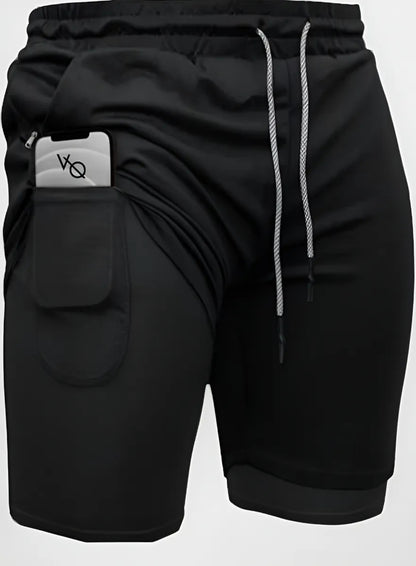 Short Gym Con Licra Deportiva 2 En 1 Bolsa Celular Moda 1615