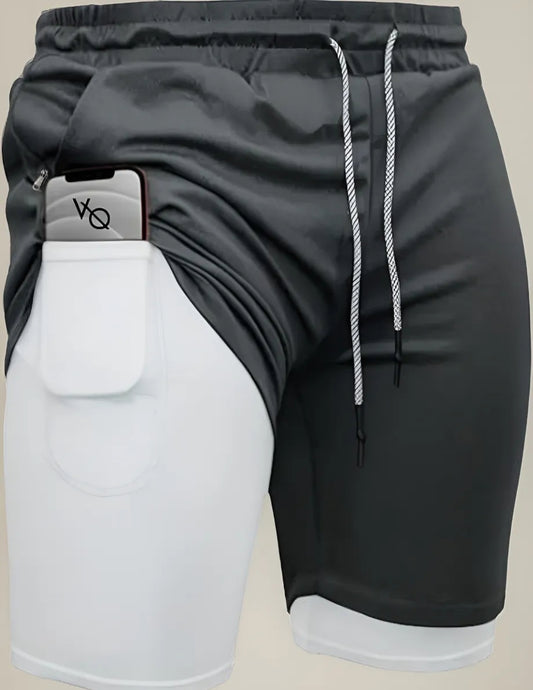 Short Gym Con Licra Deportiva 2 En 1 Bolsa Celular Moda 1615