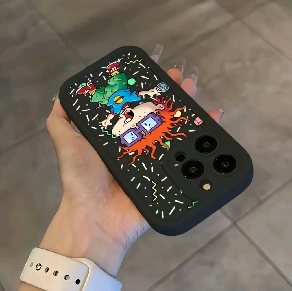 [Funda de Rugrats de Dibujos Animados] Funda de Teléfono Rugrats Divertida v a Prueba de Golpes Compatible con iphone 16, 15, 14, 13, 12, 11 Pro Max Mini XR XS X 7 28 Plus, funda trasera de TPU suave