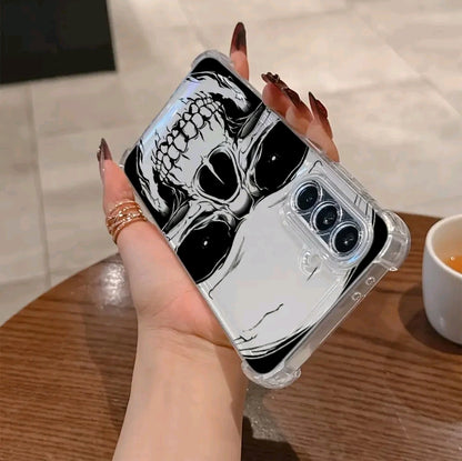 Fundas De Teléfono Con Calavera Negra Para Galaxy $24 S23 $22 FE ULTRA Y AS6 A26 A36 C A55 A35 A06 A16 A05 M14 A24 A34 A54 A15 A05S A25 A23 A33 A53 4G 5G, Cubierta Trasera Suave Antigolpes Transparente