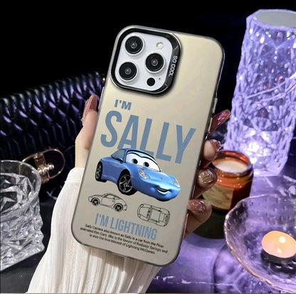Lightning McQueen Caso De Teléfono De Coche Deportivo Elegante Y Fresco Estuche Para IPhone 16, 15, 14, 12, 1 Pro Max, + XR, XS Max Carcasa AnticaiDa Matel De Nuevo Diseño