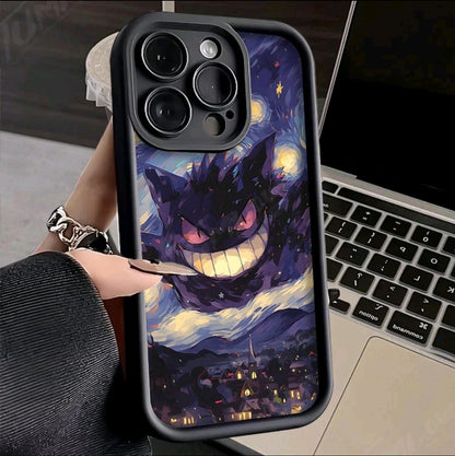 Funda de Pokémon con pintura al 6leo para iPhone, carcasa protectora de silicona suave a prueba de golpes para modelos iphone 16 14, 15 Pro Max, 13, 12,1X XS, XR, 7, 8 PIuS, SE 2020