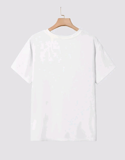 Camiseta Casual para Mujer con Estampado de cartas lalo - Mezcla de Poliéster Suave, Cuello Redondo Manga Corta, Teiido de Punto Semi-Transparente, Lavable a Máquina, Camiseta para Uso Diario I Top de Cuello Redondo | Material Semi-Transparente, Camise