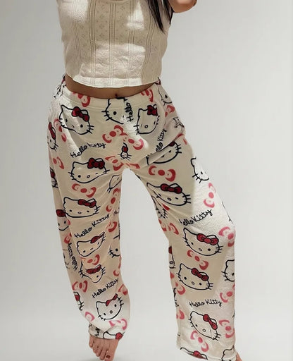 (🌍 PRODUCTO INTERNACIONAL) Pantalones De Franela Para Mujer Con Diseñio Calido Y Acogedc