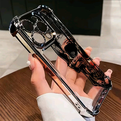 Funda de Calavera Negra Adecuada para iphone 16 15 14 13 12 11 Pro Max X XR XSMAX 8 7 PlUs, Cubierta Trasera Transparente Suave a Prueba de Golpe