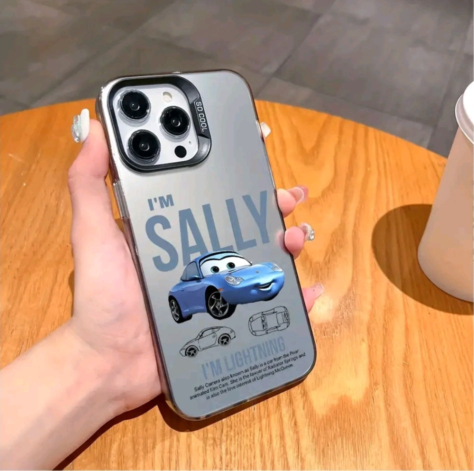 Lightning McQueen Caso De Teléfono De Coche Deportivo Elegante Y Fresco Estuche Para IPhone 16, 15, 14, 12, 1 Pro Max, + XR, XS Max Carcasa AnticaiDa Matel De Nuevo Diseño