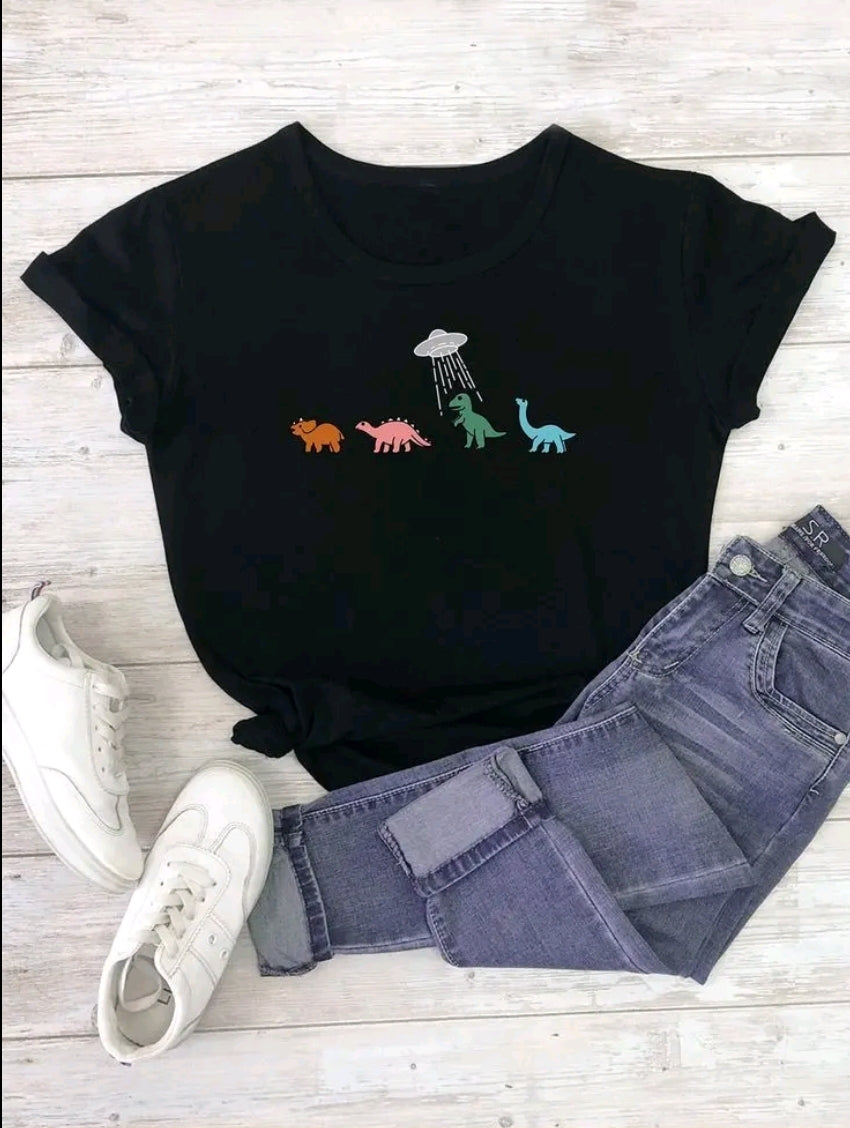 CAMISETA PARA DAMA CON DISEÑIO DE DINOSAURIOS ESTILO UNICO Y FREsCO