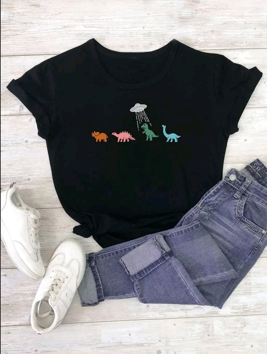 CAMISETA PARA DAMA CON DISEÑIO DE DINOSAURIOS ESTILO UNICO Y FREsCO