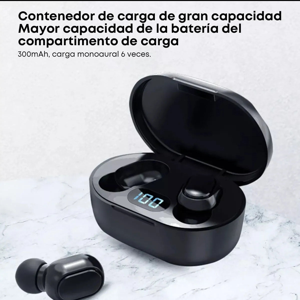 Keluona E7s Audifonos ln-ear Inalámbricos TWS Bluetooth Color Negro Con Luz Lec