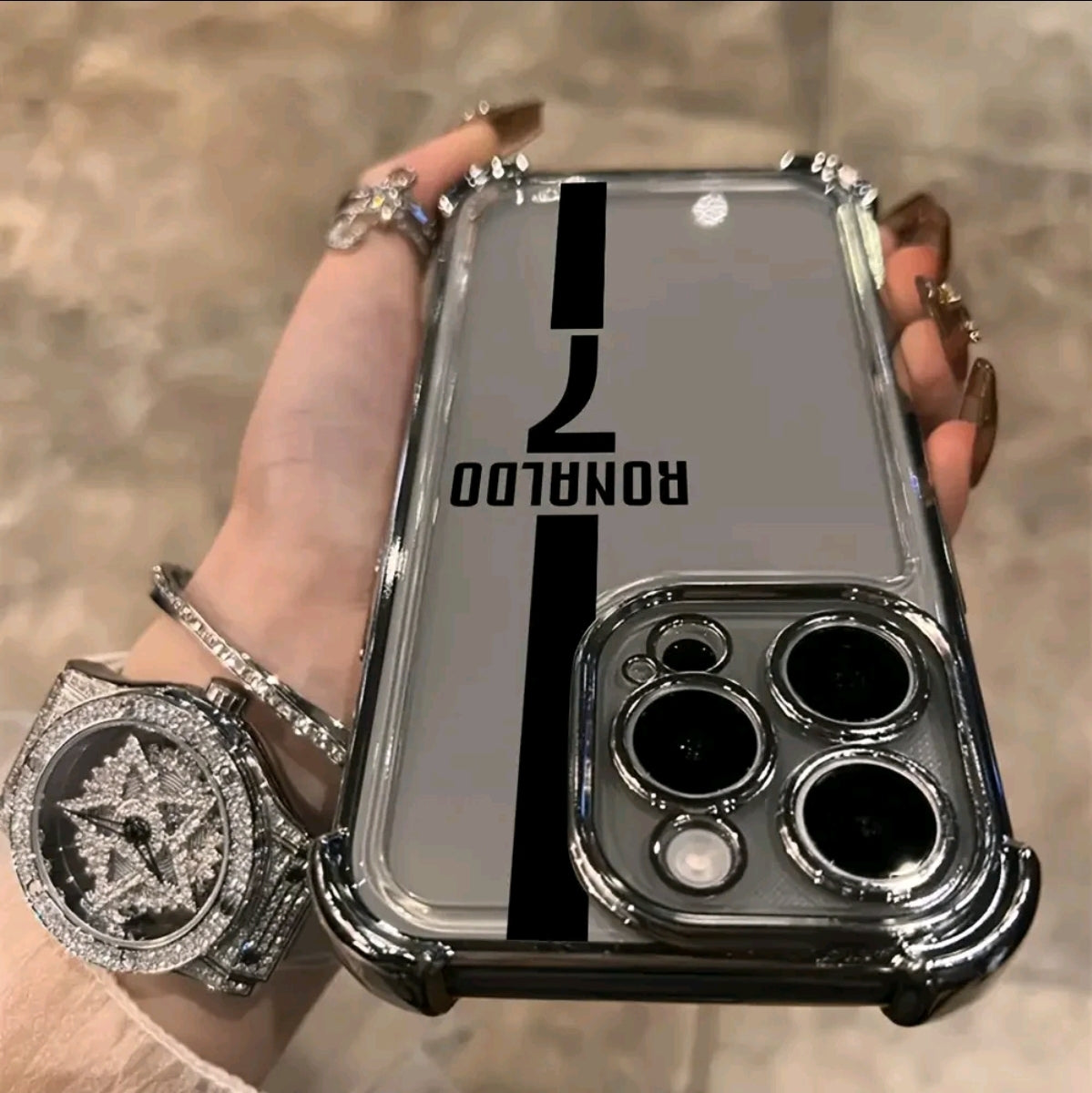 Funda de teléfono CR7 compatible con iphone 16, 15, 14, 13, 12, 1 Pro Max, X, XR, XS Max, 8, 7 Plus, con A◦ un trasfondo suave transparente para protección contra caídas