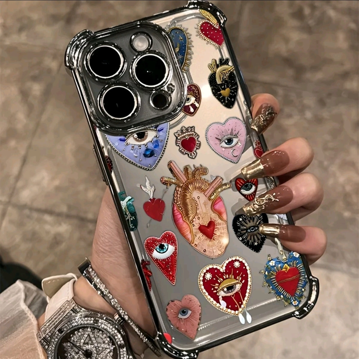 Fundas para Teléfono con Patión de Ojo Turco Completo Pantala, Adecuadas para iphone 16 E 15 14 PLUS 13 PRO MAX 12 PRO 11 Pro Max , Cubierta Trasera Suave y Transparente Antigolpes