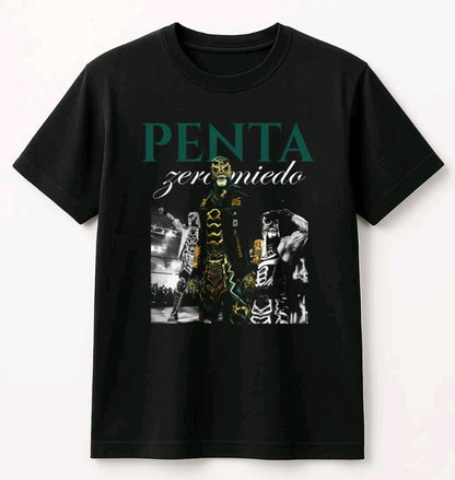 Playera Unisex Negra Penta | Camiseta holgada Estampada de luchador Penta zero m, Ropa Urbana Streetwear, 100% Algodón, Manga Corta (Rabbit Man)
