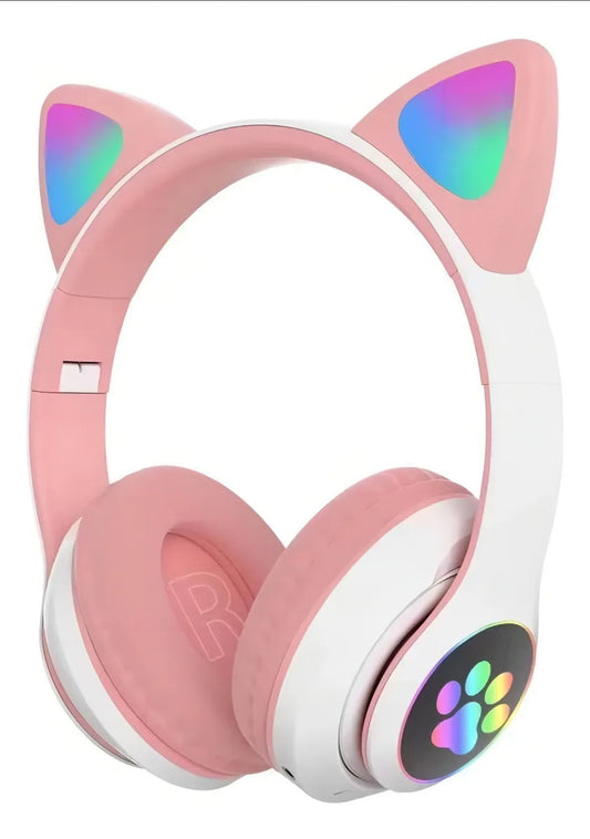 Audifono Inalámbrico Bluetooth Led Auriculares De Diadema Gamer Stn28 Color Rosa