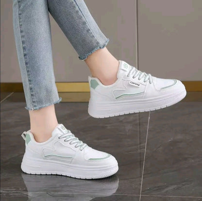 Zapatos casuales de mujer Estilo de punta redonda con comodidad de corte bajo. Letras con cordones v suela suave antideslizante. Zapato casual para exterior transpirable > ligero