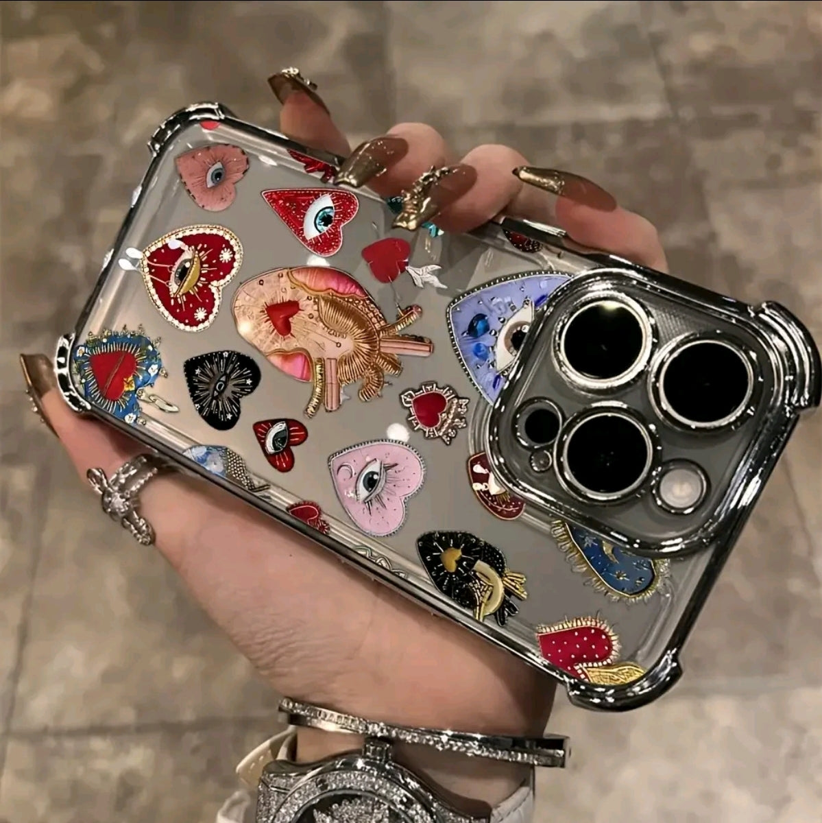Fundas para Teléfono con Patión de Ojo Turco Completo Pantala, Adecuadas para iphone 16 E 15 14 PLUS 13 PRO MAX 12 PRO 11 Pro Max , Cubierta Trasera Suave y Transparente Antigolpes