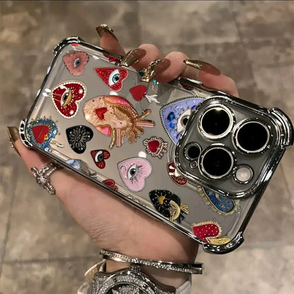 Fundas para Teléfono con Patión de Ojo Turco Completo Pantala, Adecuadas para iphone 16 E 15 14 PLUS 13 PRO MAX 12 PRO 11 Pro Max , Cubierta Trasera Suave y Transparente Antigolpes