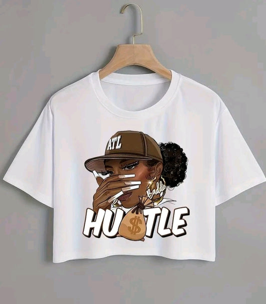 PLAYERA TOP PARA DAMA CON DISEÑO DE HUSTLE