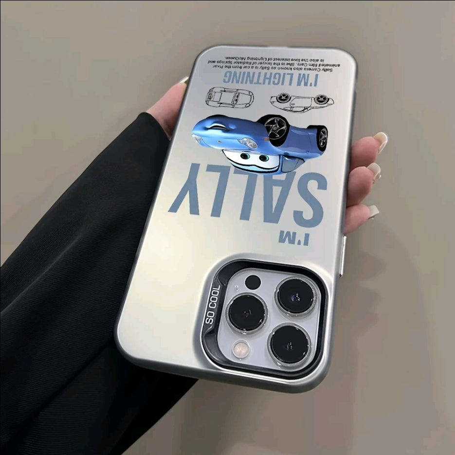 Lightning McQueen Caso De Teléfono De Coche Deportivo Elegante Y Fresco Estuche Para IPhone 16, 15, 14, 12, 1 Pro Max, + XR, XS Max Carcasa AnticaiDa Matel De Nuevo Diseño
