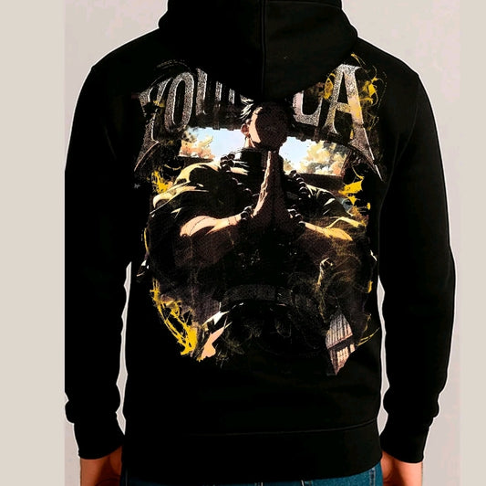 SUDADERA con Estampado de YOUNGLA CAZADOR DE DEMONIOS - Estilo casual- sudadera negra-para Caballero