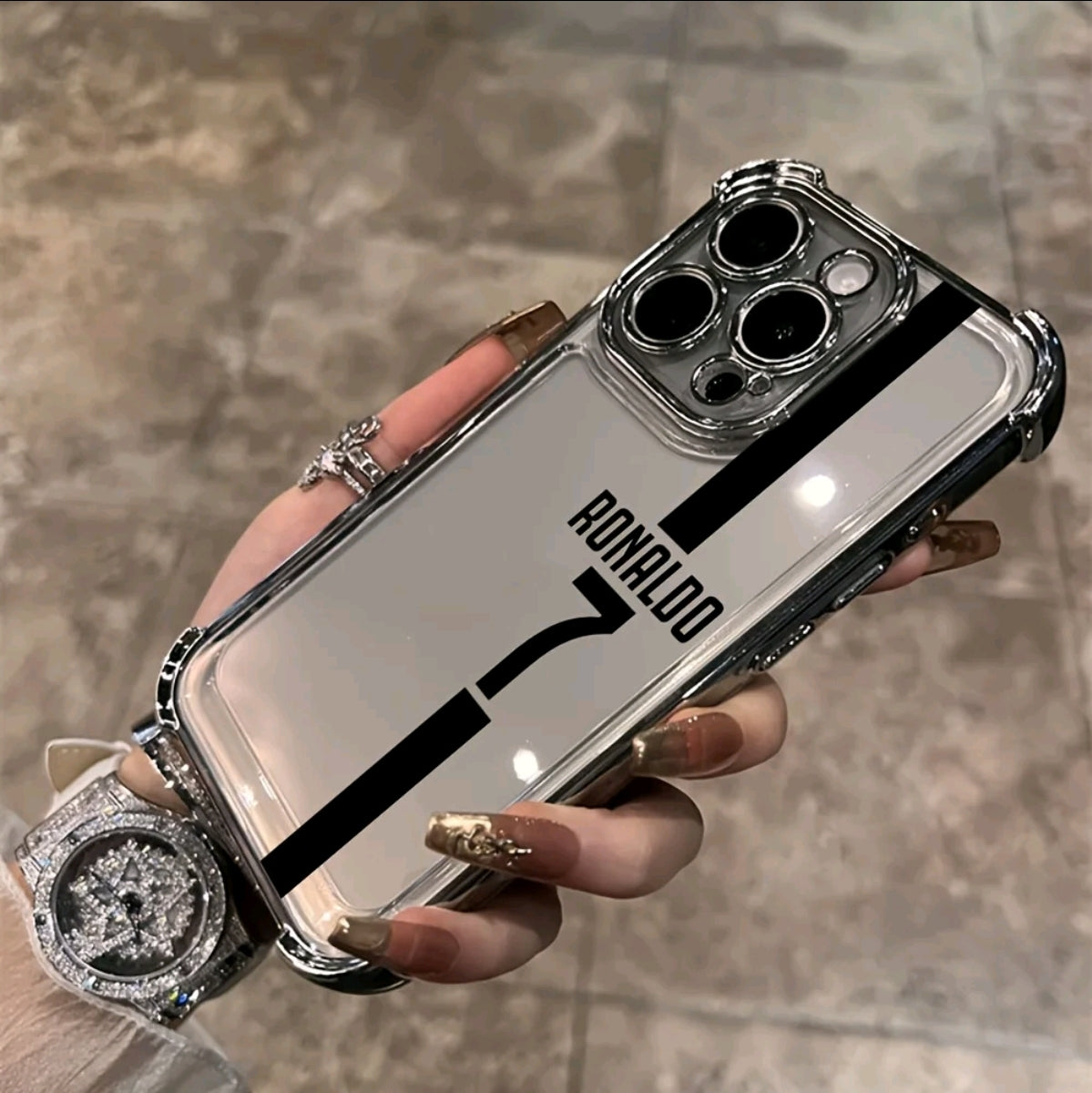 Funda de teléfono CR7 compatible con iphone 16, 15, 14, 13, 12, 1 Pro Max, X, XR, XS Max, 8, 7 Plus, con A◦ un trasfondo suave transparente para protección contra caídas