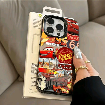 Funda de Teléfono Lightning McQueen para iphone 16 Pro Max/15 Pro/14 PLUS/13 Pro/12 Pro/12/1/1 Pro Max - Material, lmpresión de Graffiti, Carcasa Dura Plateada, Cubierta Protectora Antirrayas v a Prueba de Golpes, Funda Protectora Ultrafina